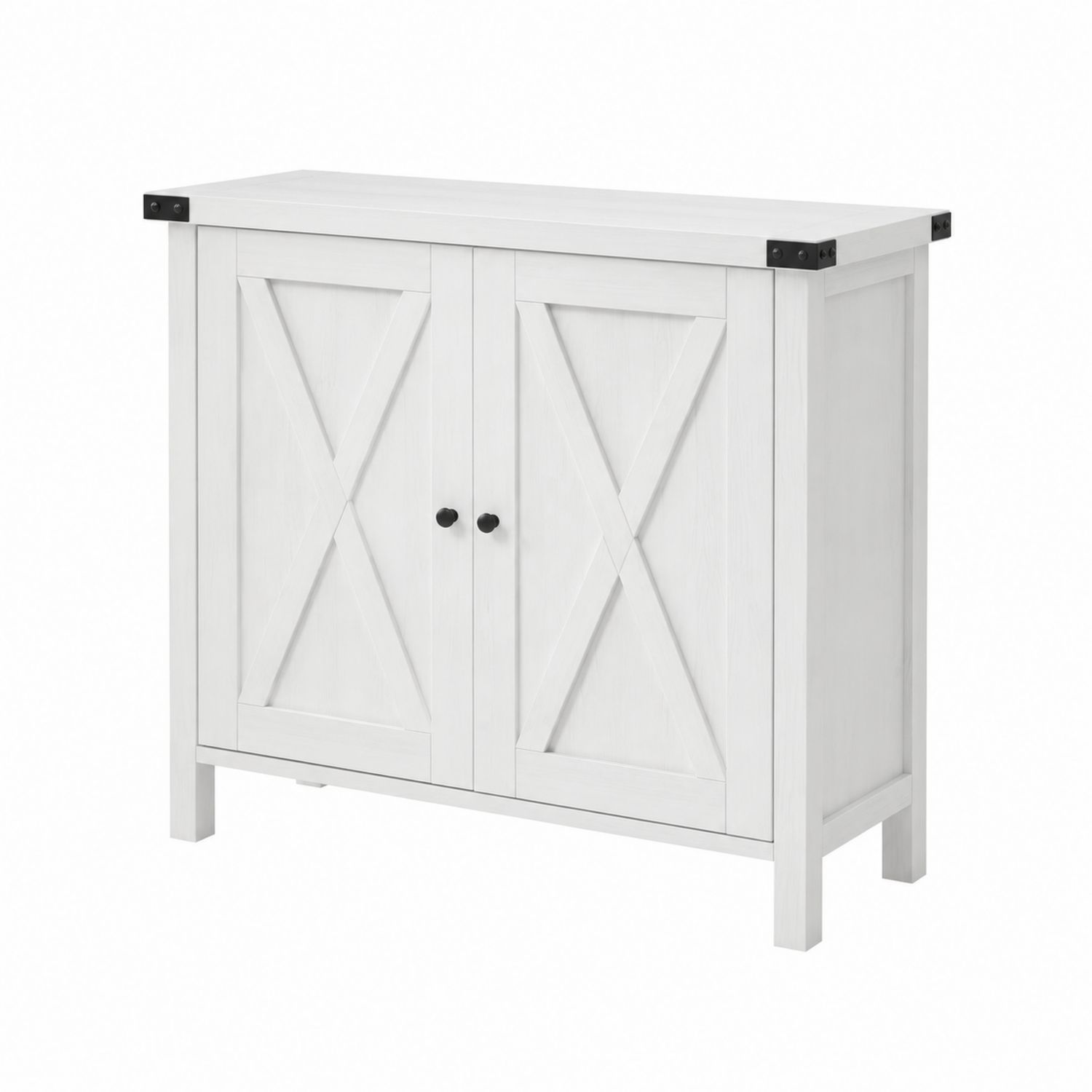 Aparador de Madera Maciza Blanco con Puertas Dobles 80x35x75cm