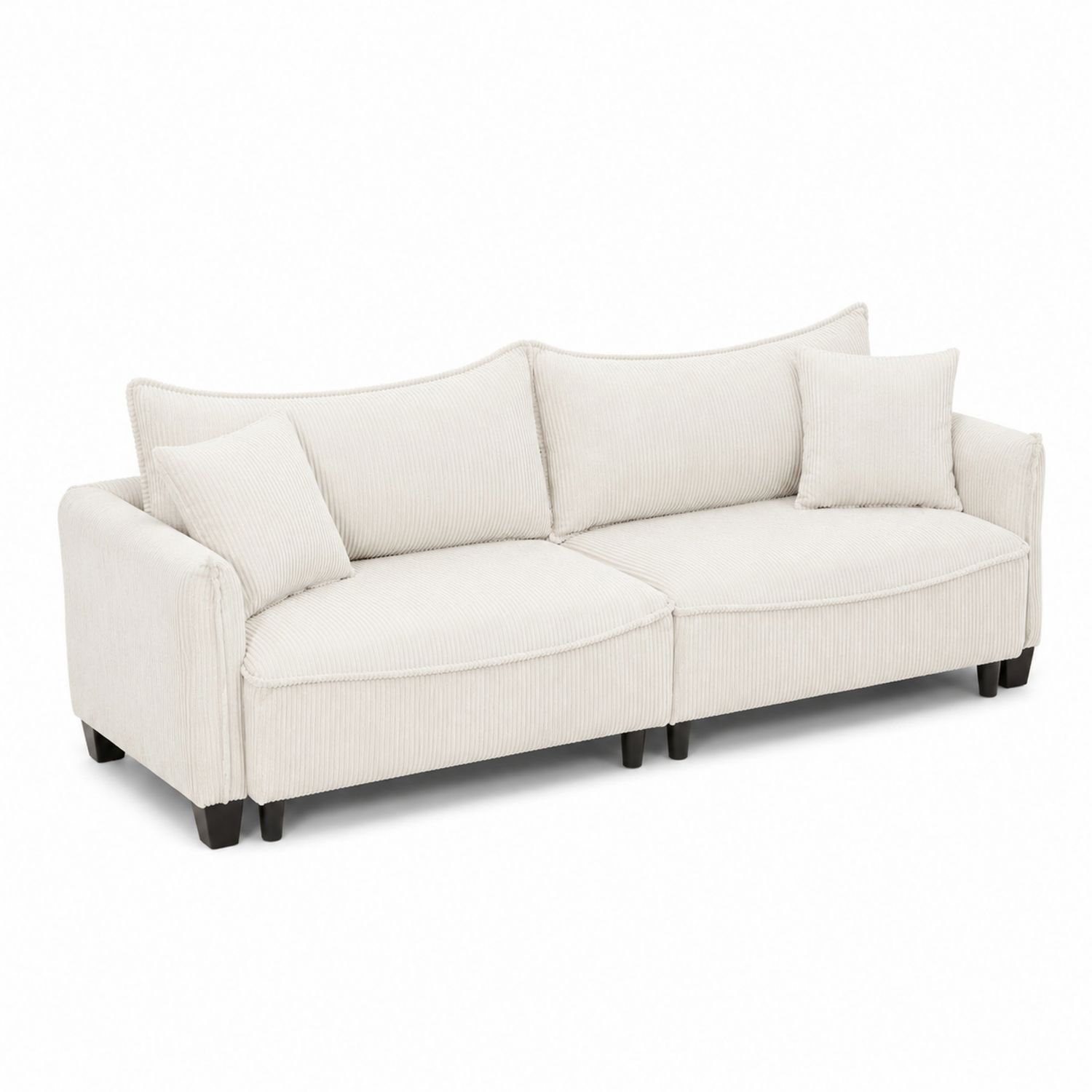 Sofá de Pana Beige con Cojines 230 cm