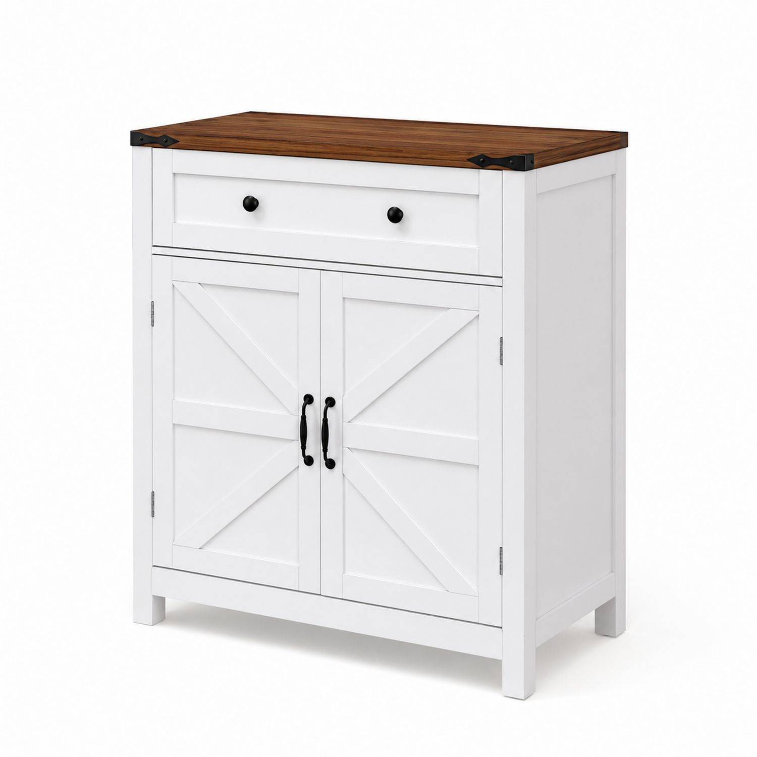 Aparador de madera blanca con cajón y puertas