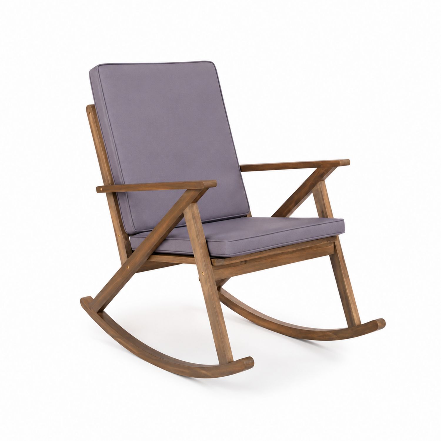 Silla mecedora de madera y poliéster Gris
