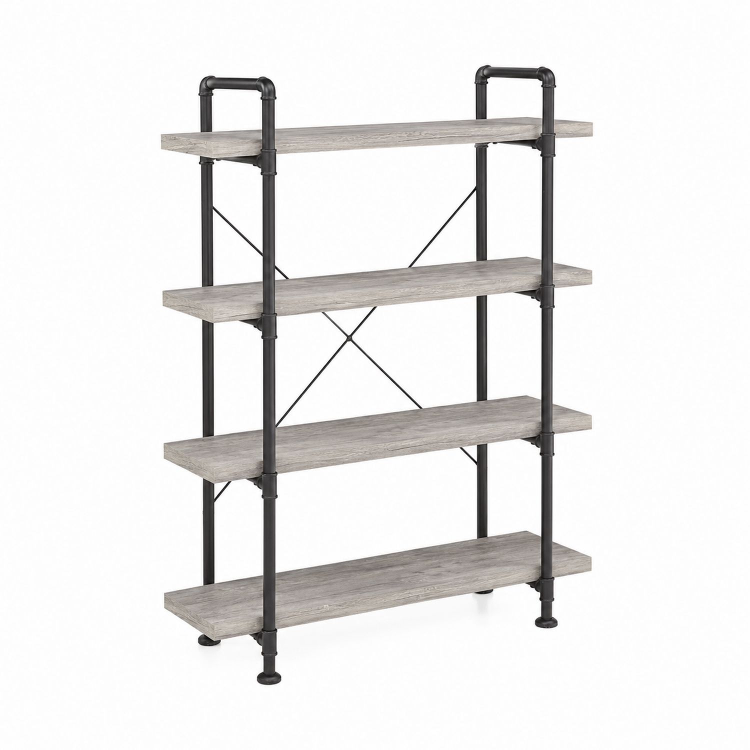 Estantería de metal y madera MDF 120x40x150 cm Negro/Gris