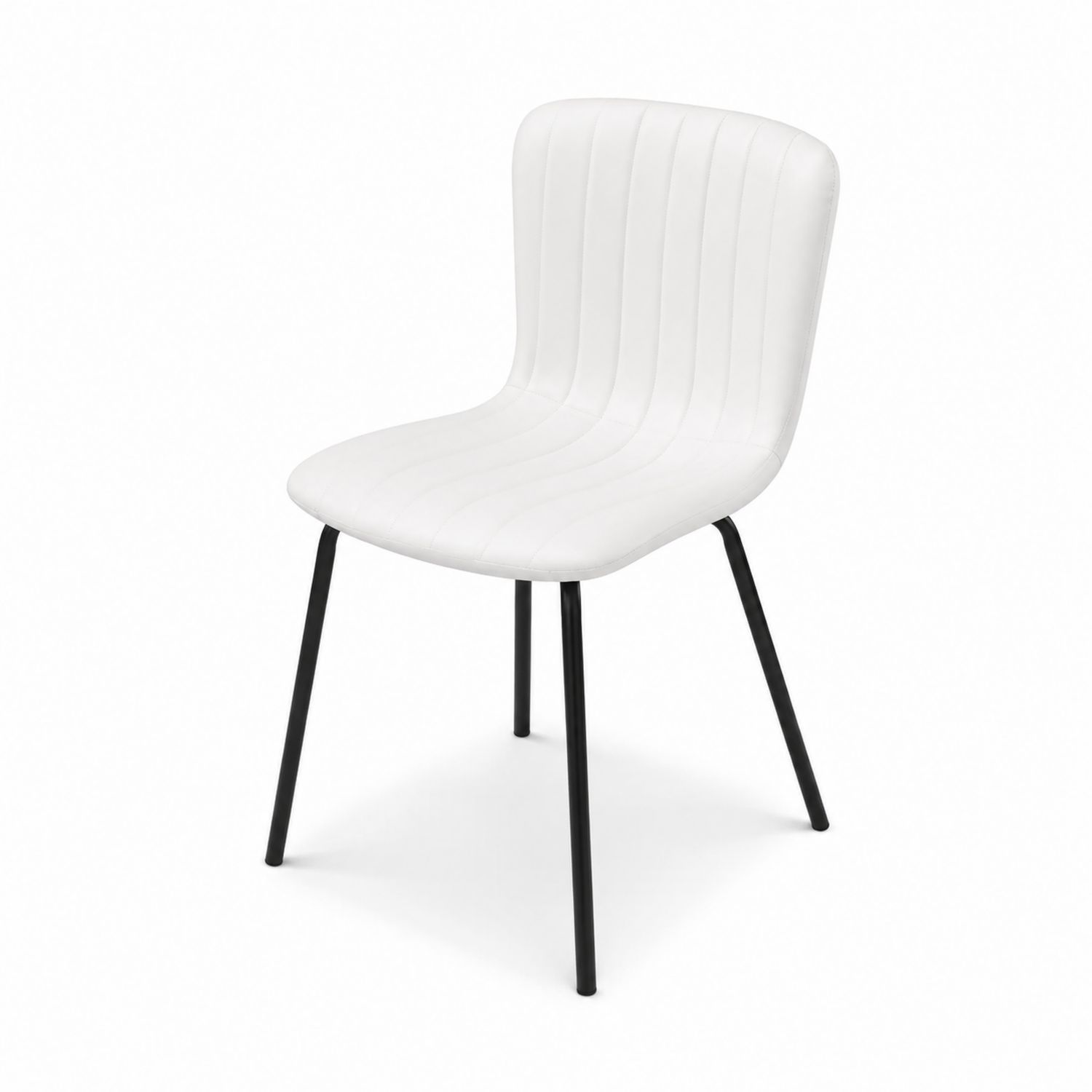 Silla de comedor de PU blanca con patas de metal