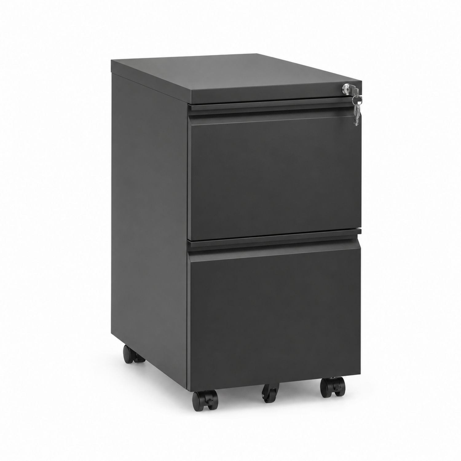 Archivador Metálico con Cerradura y Ruedas, Negro, 60x40x50 cm