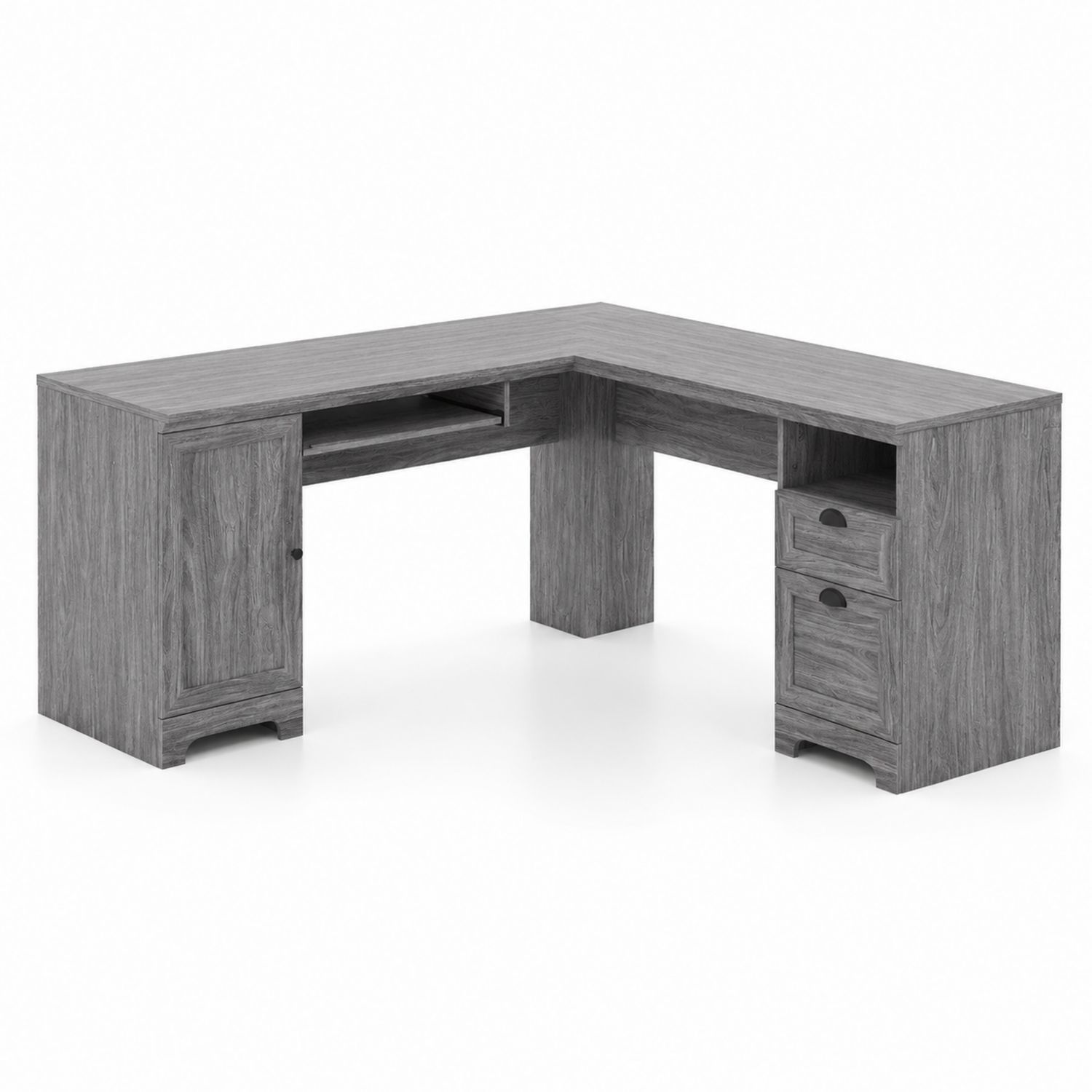 Scrivania angolare in legno composito grigio 160x120x75 cm