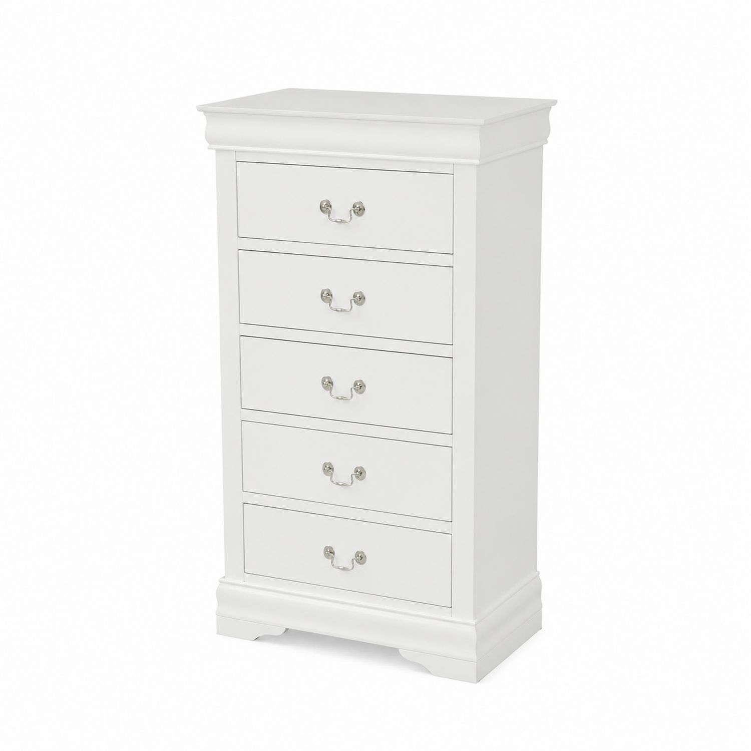 Cassettiera alta cinque cassetti legno MDF bianco