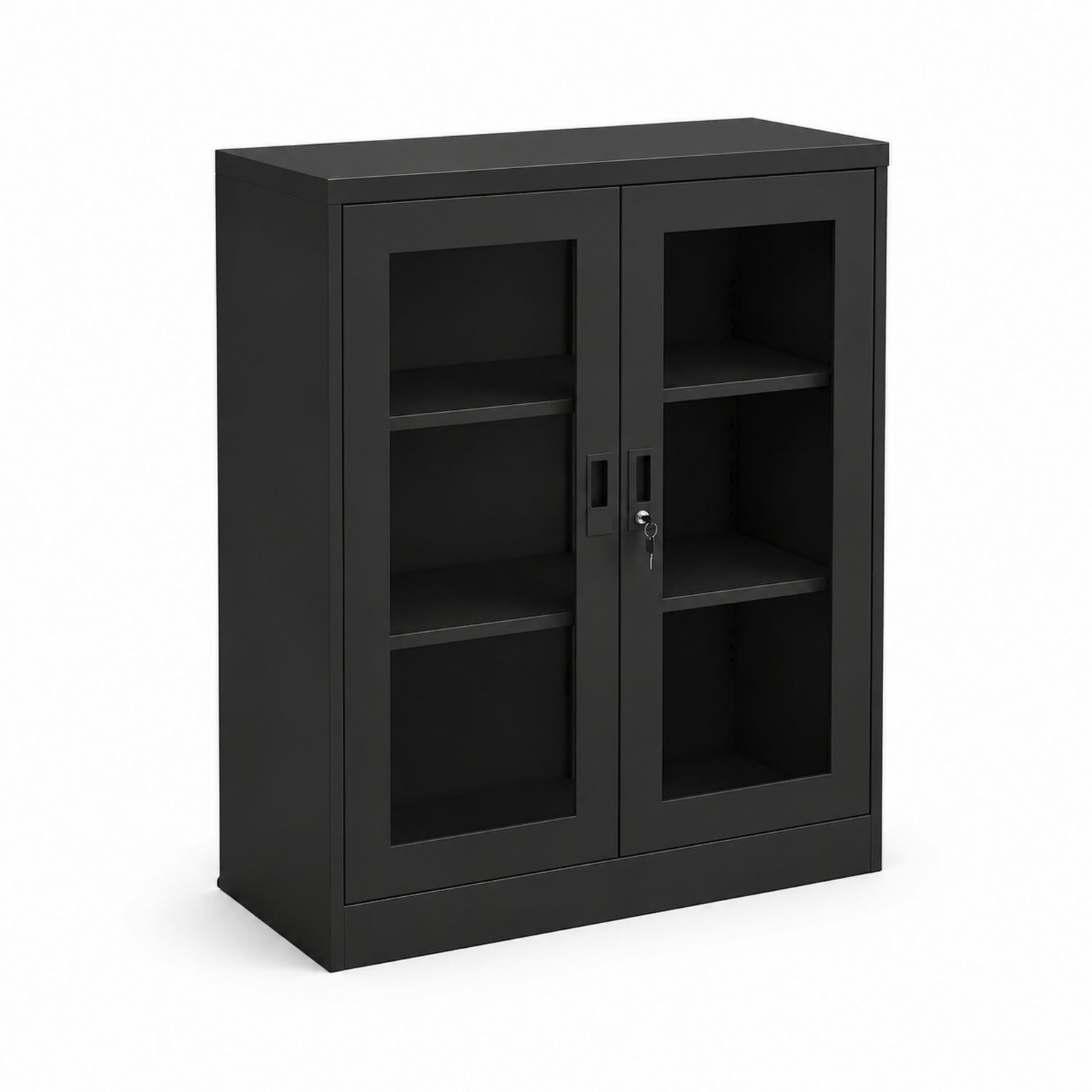 Armadio in Metallo Nero con Porte in Vetro Temperato