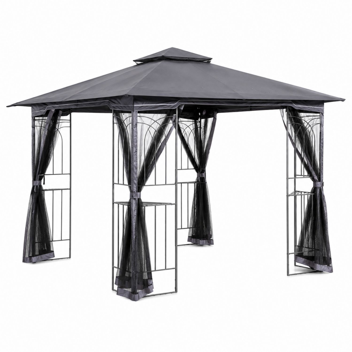 Gazebo in Metallo e Poliestere Nero