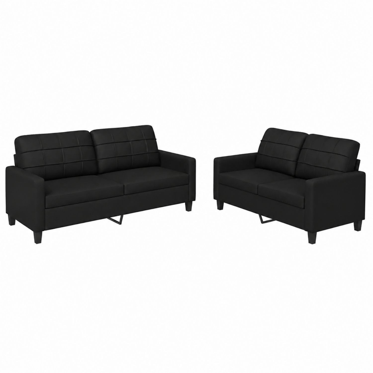 Set Divano 3+2 Posti Pelle Sintetica Nero