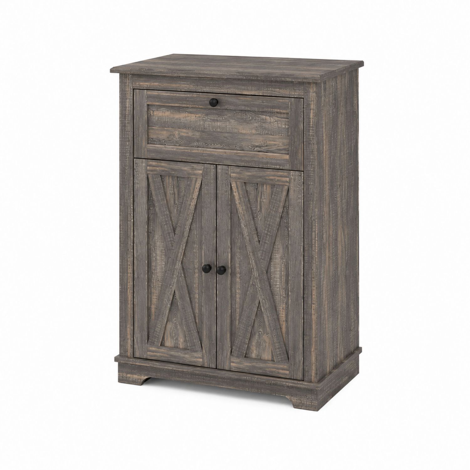 Credenza in legno con 2 ante e 1 cassetto grigio marrone