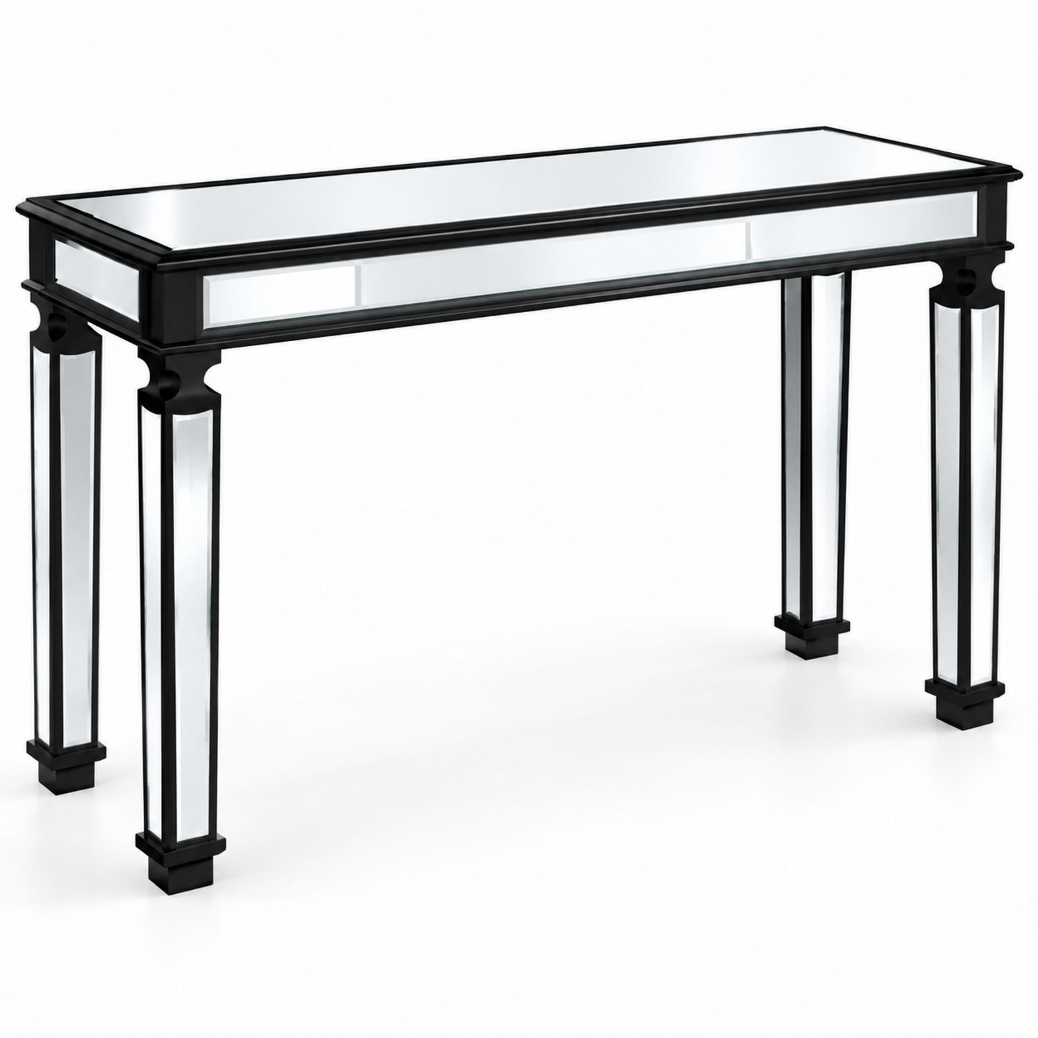 Consolle in Vetro e Legno Nero 120x40x80 cm