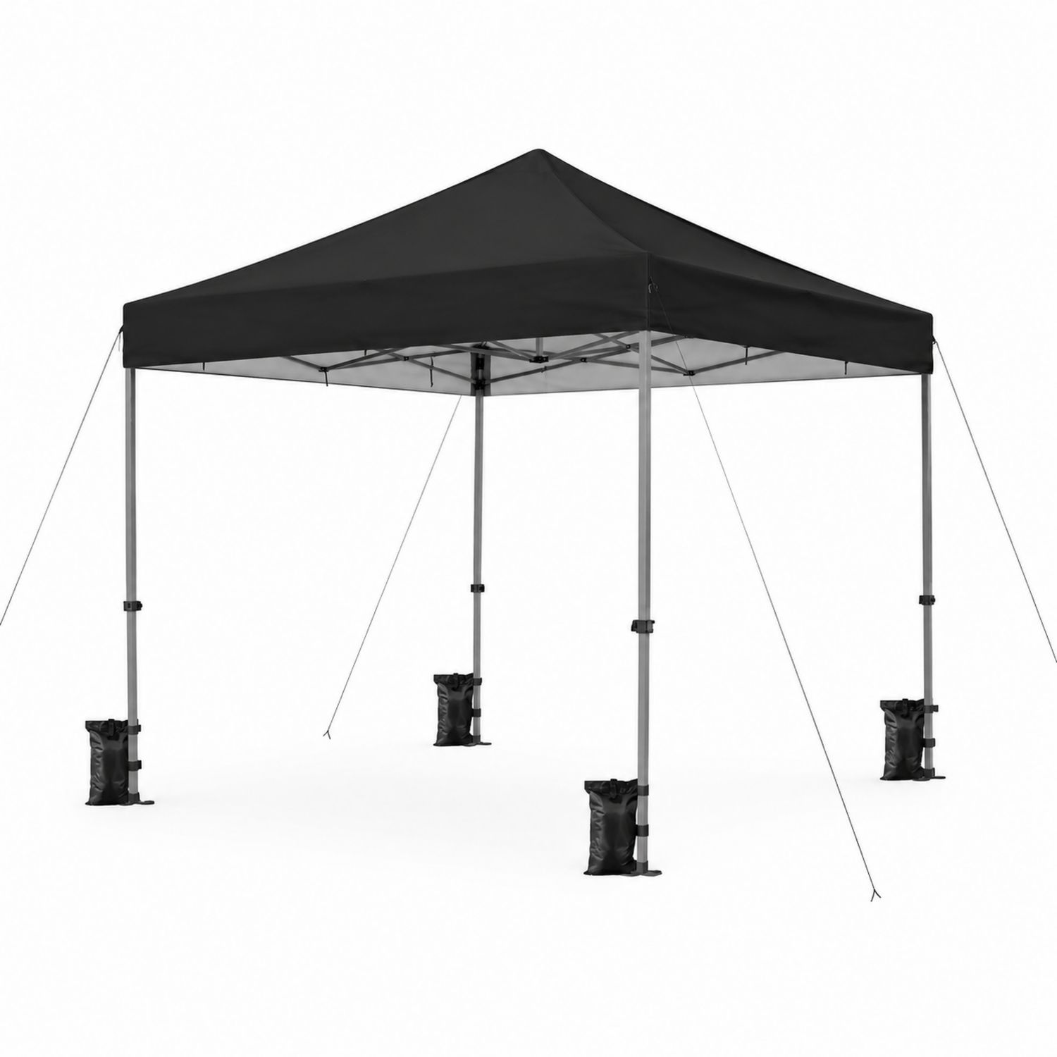 Gazebo pieghevole 3x3m in tessuto poliestere nero con struttura in alluminio