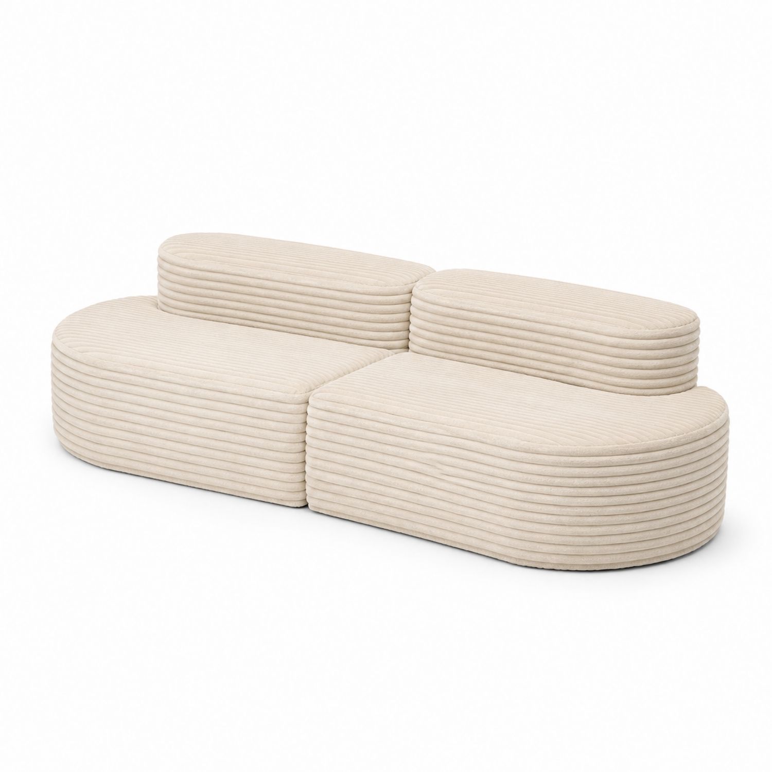 Divano modulare in tessuto di cotone crema