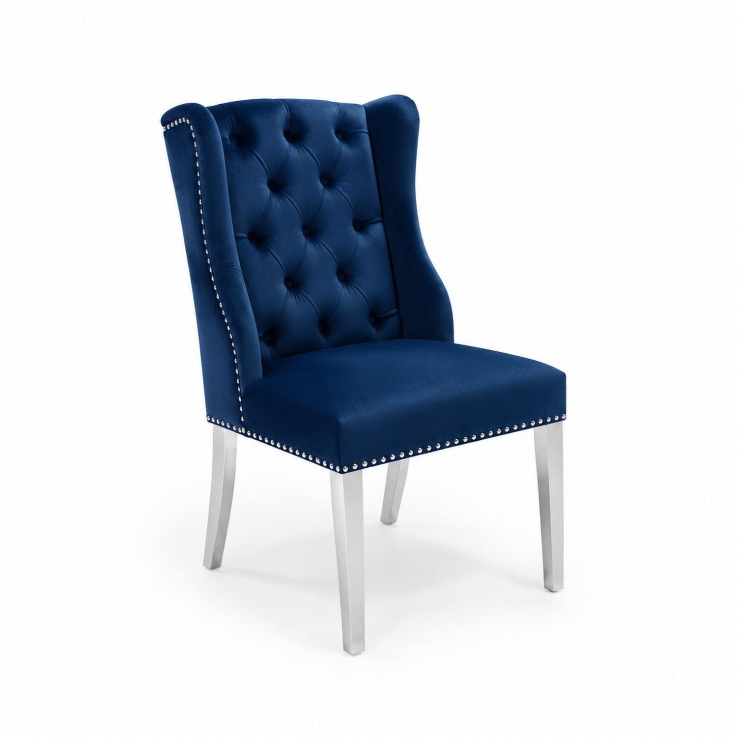 Poltrona in Velluto con Gambe in Metallo Blu