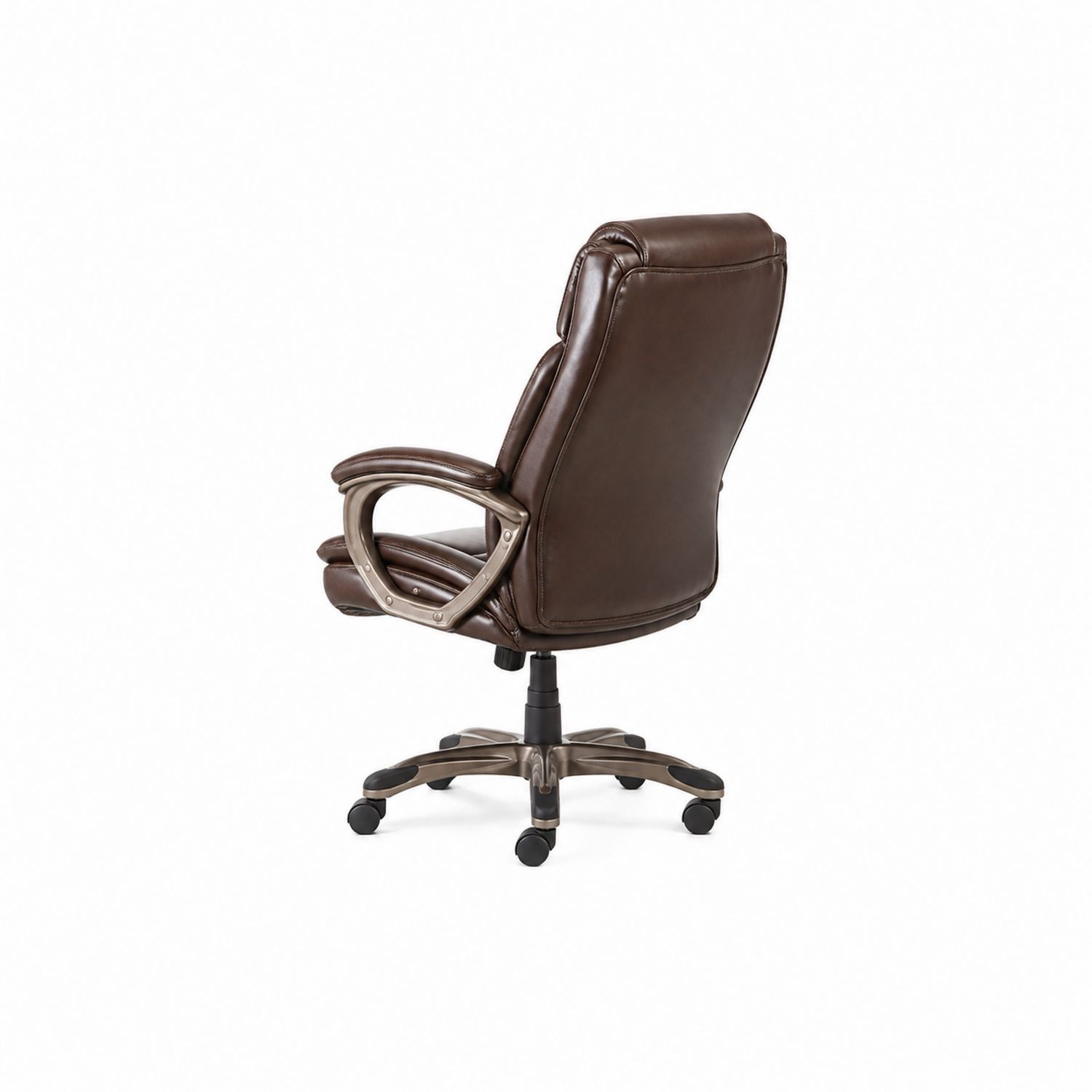 Poltrona da ufficio in pelle con base in metallo marrone