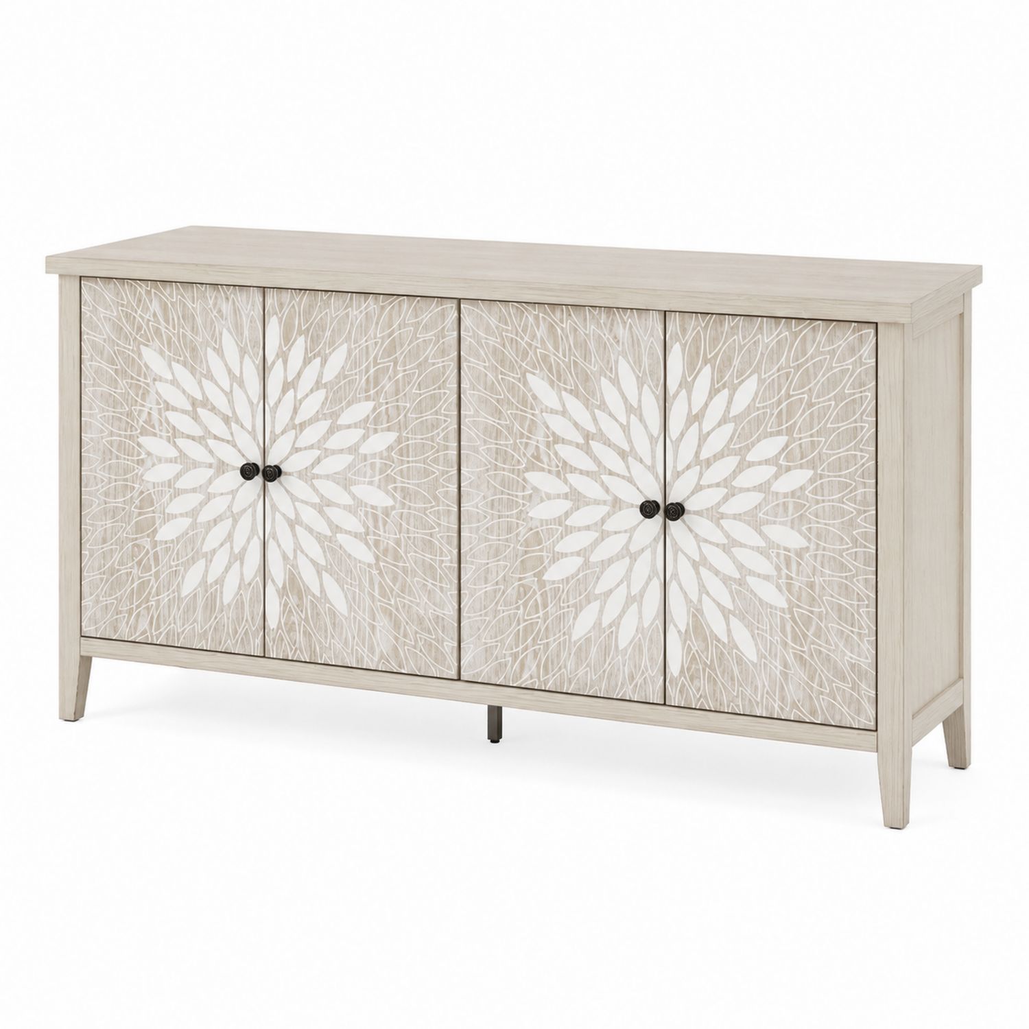 Credenza a Quattro Ante in Legno Intagliato