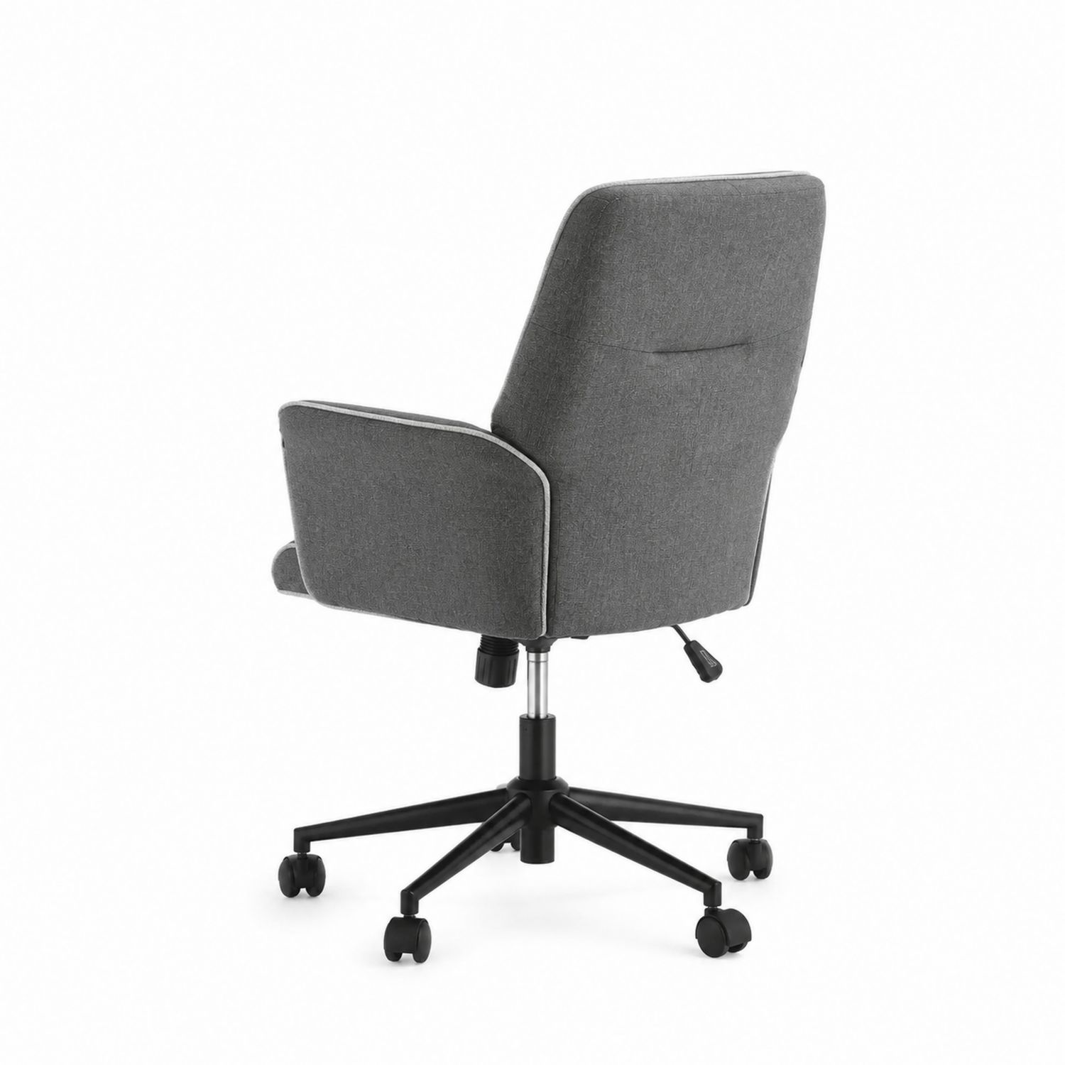 Sedia da ufficio regolabile con ruote in metallo e tessuto grigio