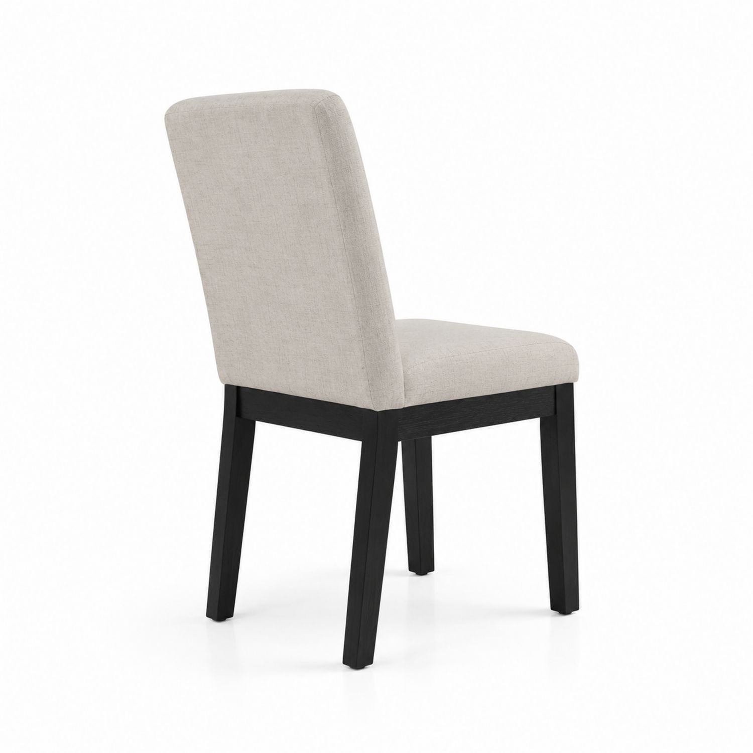 Sedia da pranzo in tessuto lino beige con gambe in legno massello nero