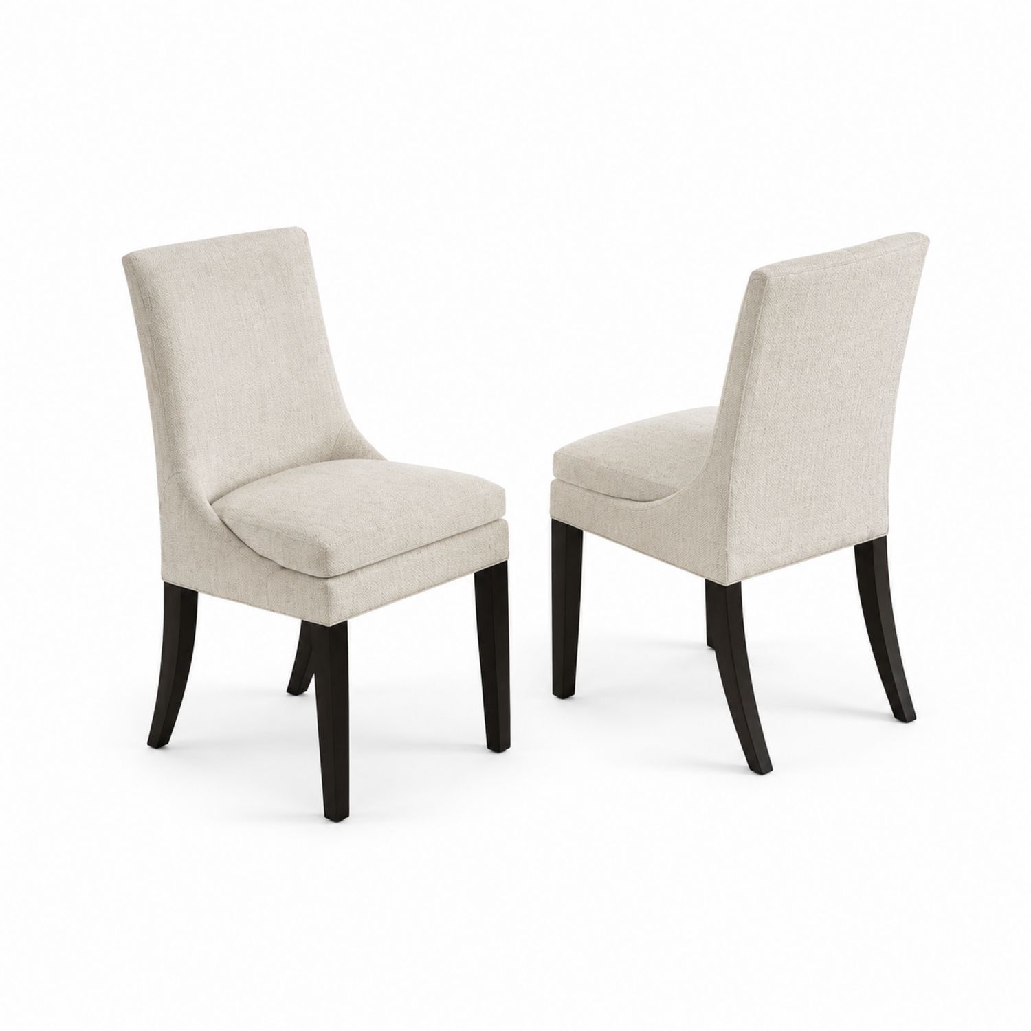Set di 2 sedie da pranzo in legno e tessuto beige