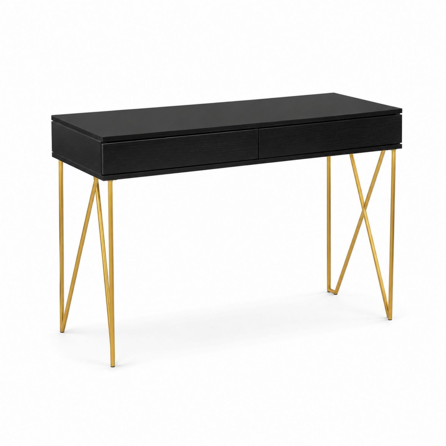 Scrivania in Legno con Gambe in Metallo Dorato