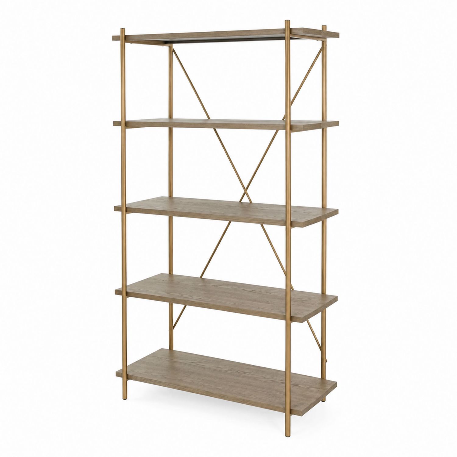 Scaffale libreria 5 ripiani in legno e metallo