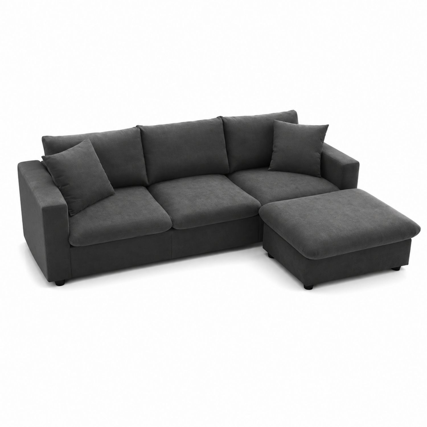Divano angolare con chaise longue in tessuto Grigio Scuro