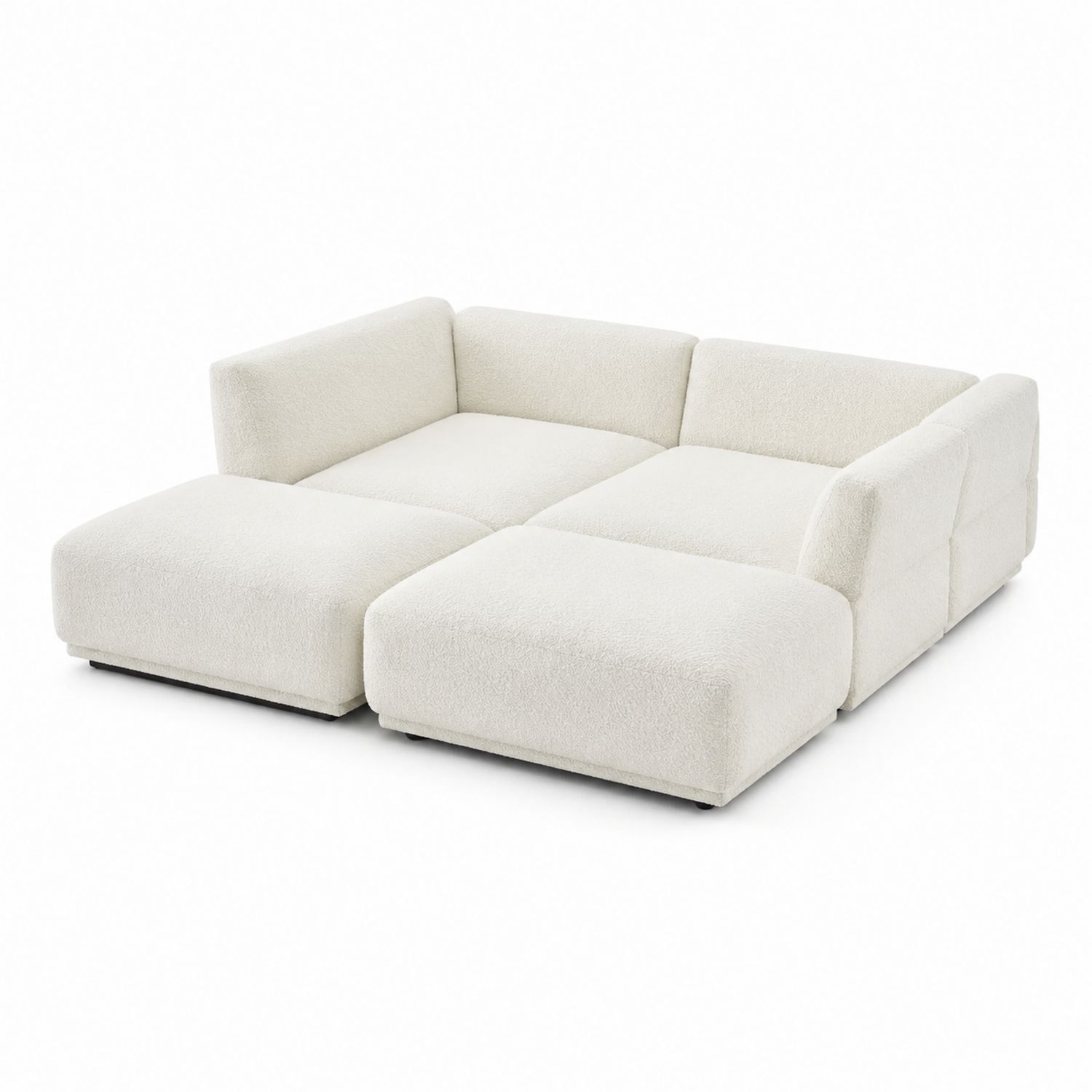 Divano letto componibile in tessuto bouclé Bianco