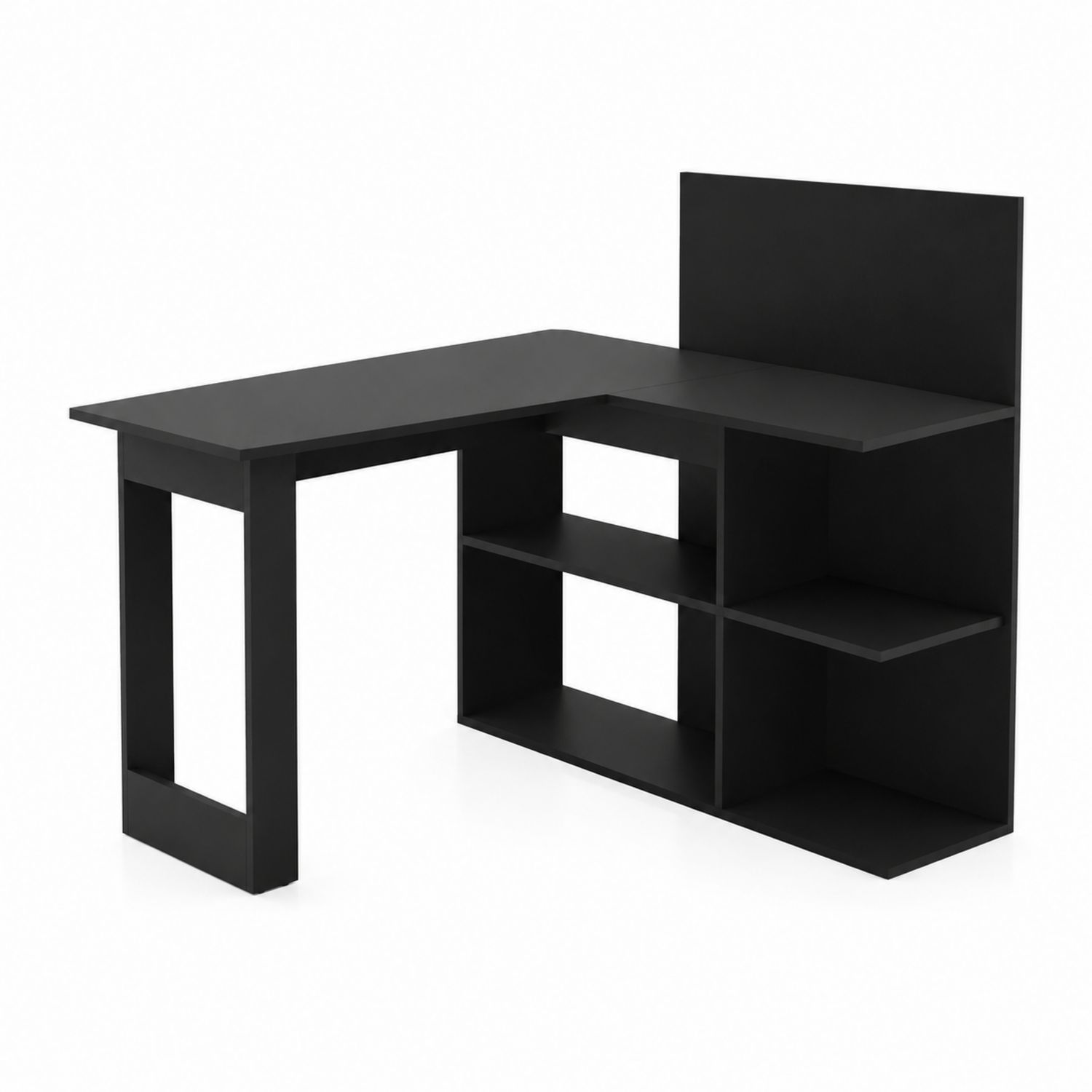 Scrivania Angolare con Mensole in Legno Ingegnerizzato Nero 120x60x75 cm