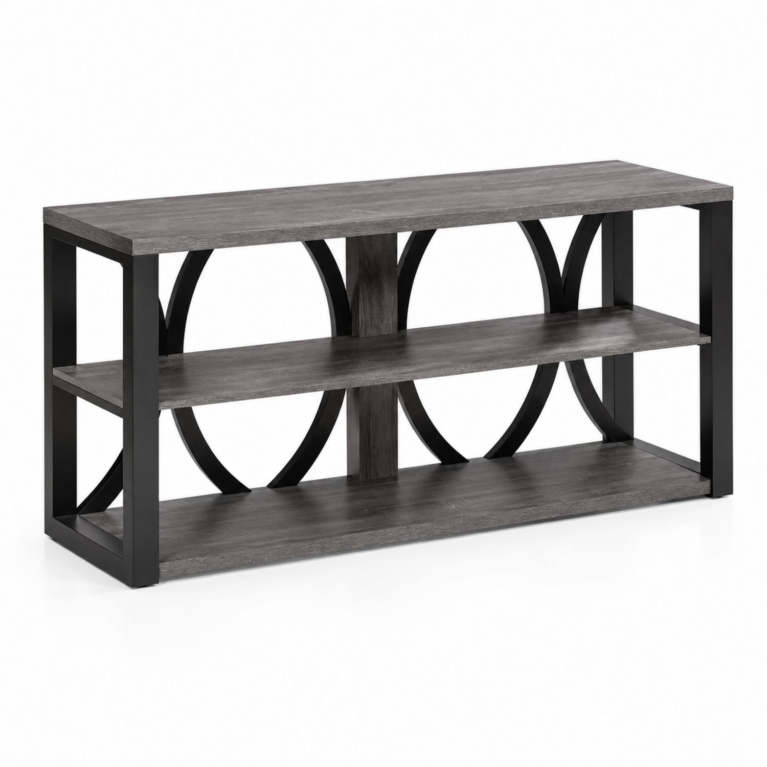 Consolle Rettangolare in Legno e Metallo Nero