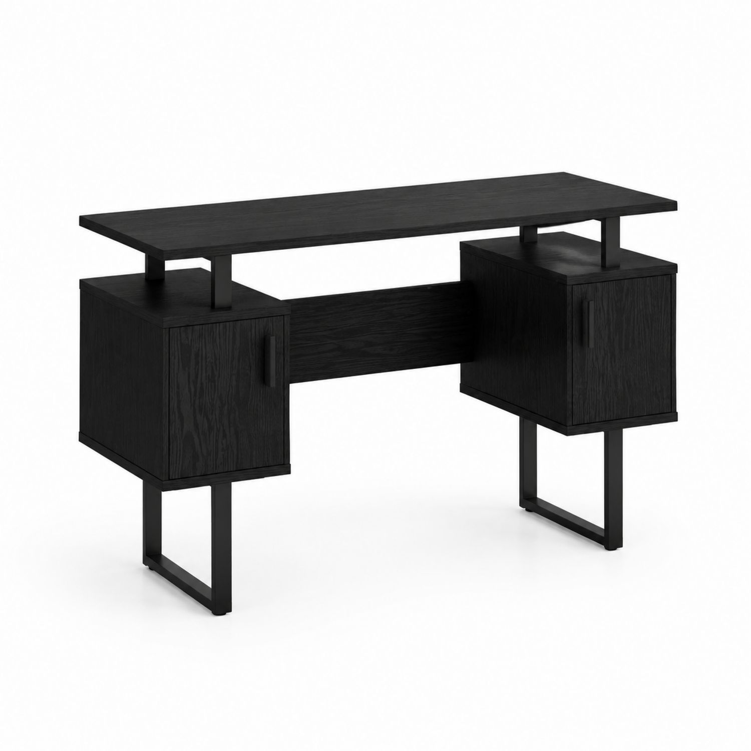 Scrivania nera rettangolare in legno e metallo 120x60x75 cm