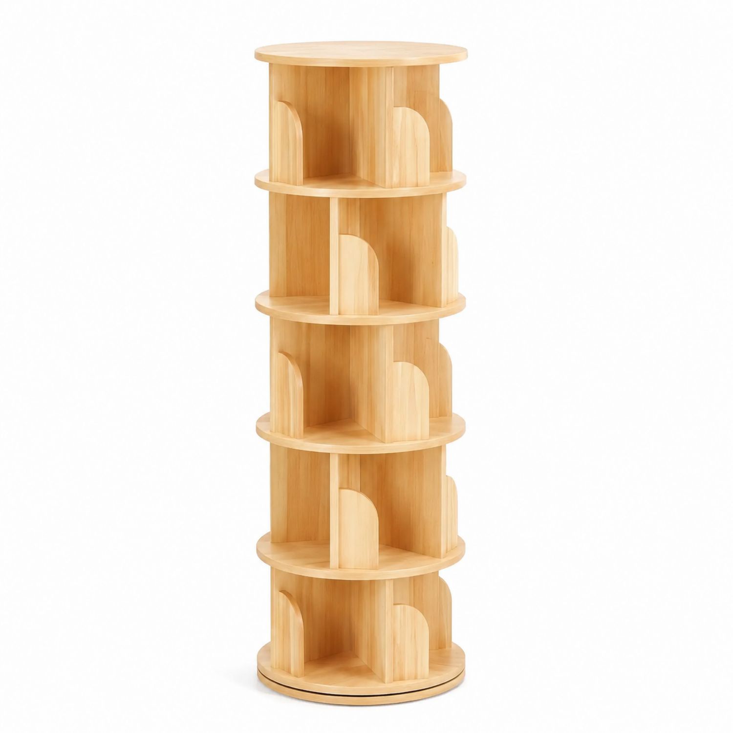 Scaffale girevole in legno di betulla naturale Ø32cm H150cm