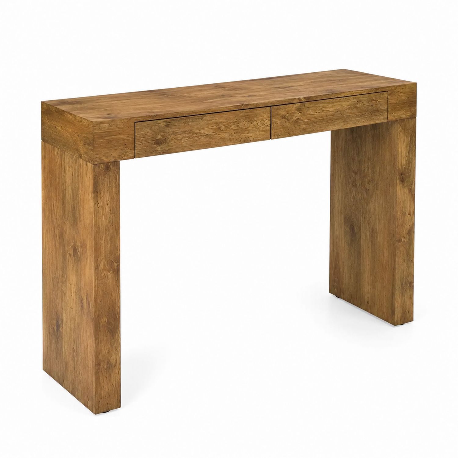 Consolle in legno massello con cassetti 120x40x75 cm Rovere
