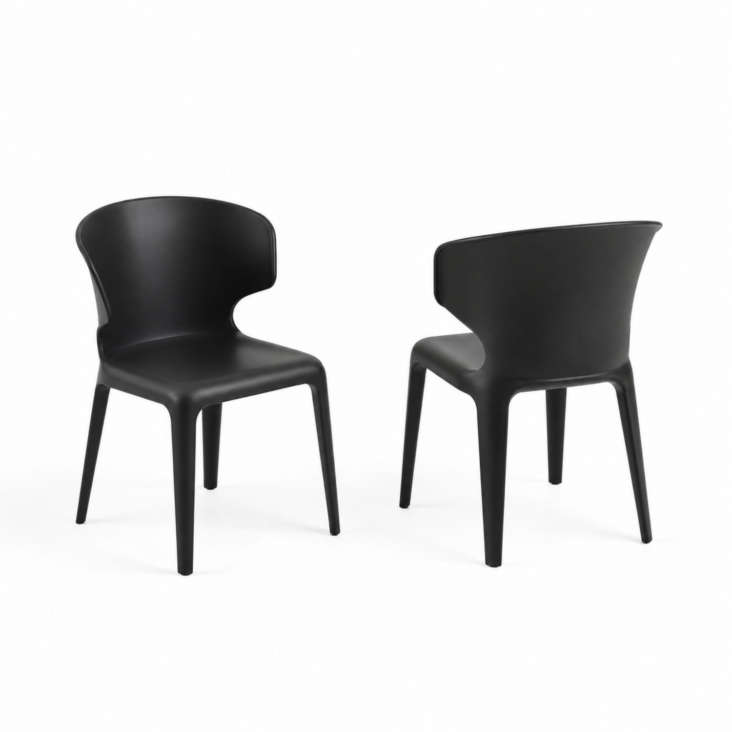 Set di 2 sedie da pranzo in plastica nero