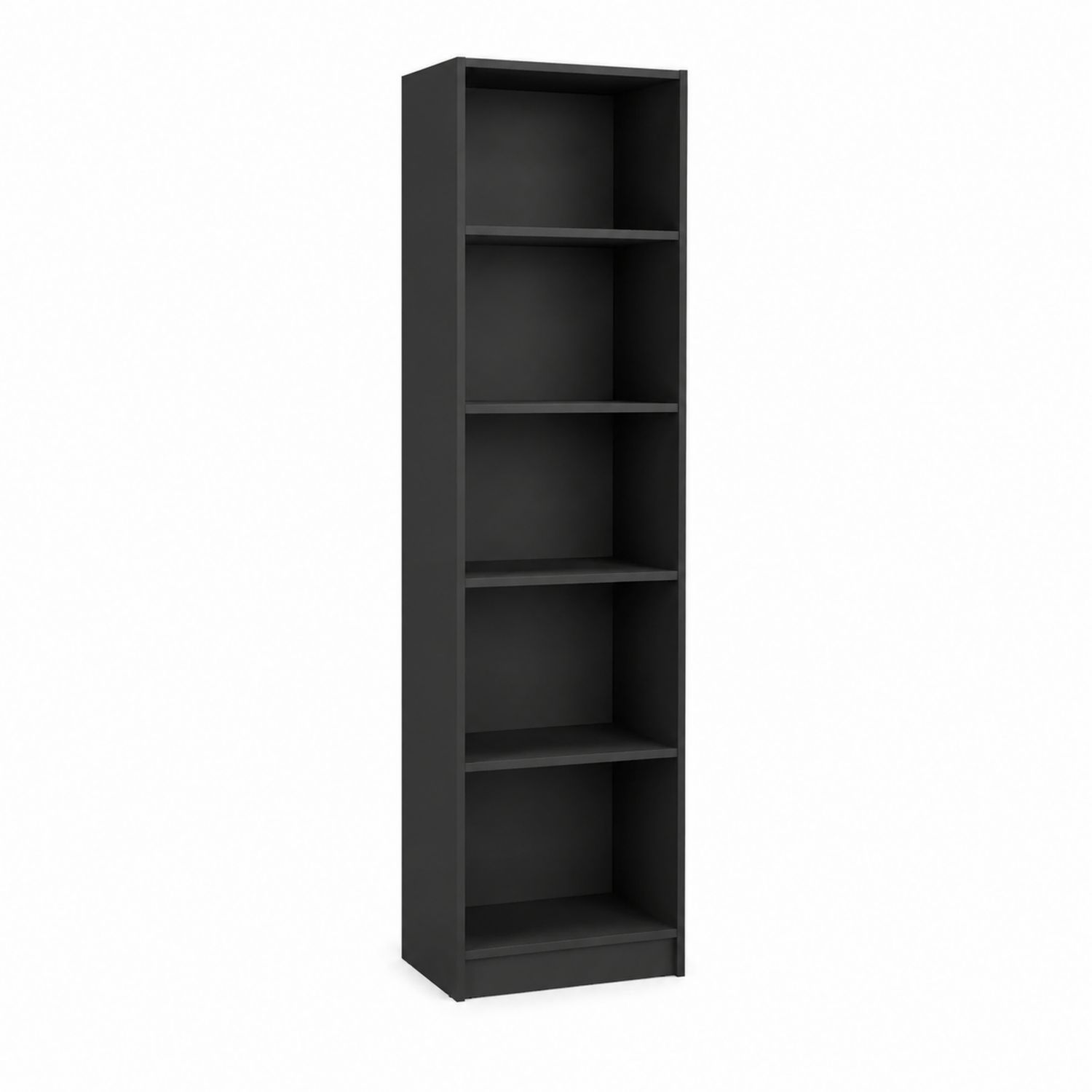 Libreria alta a 5 ripiani in legno nero 180x30x24 cm