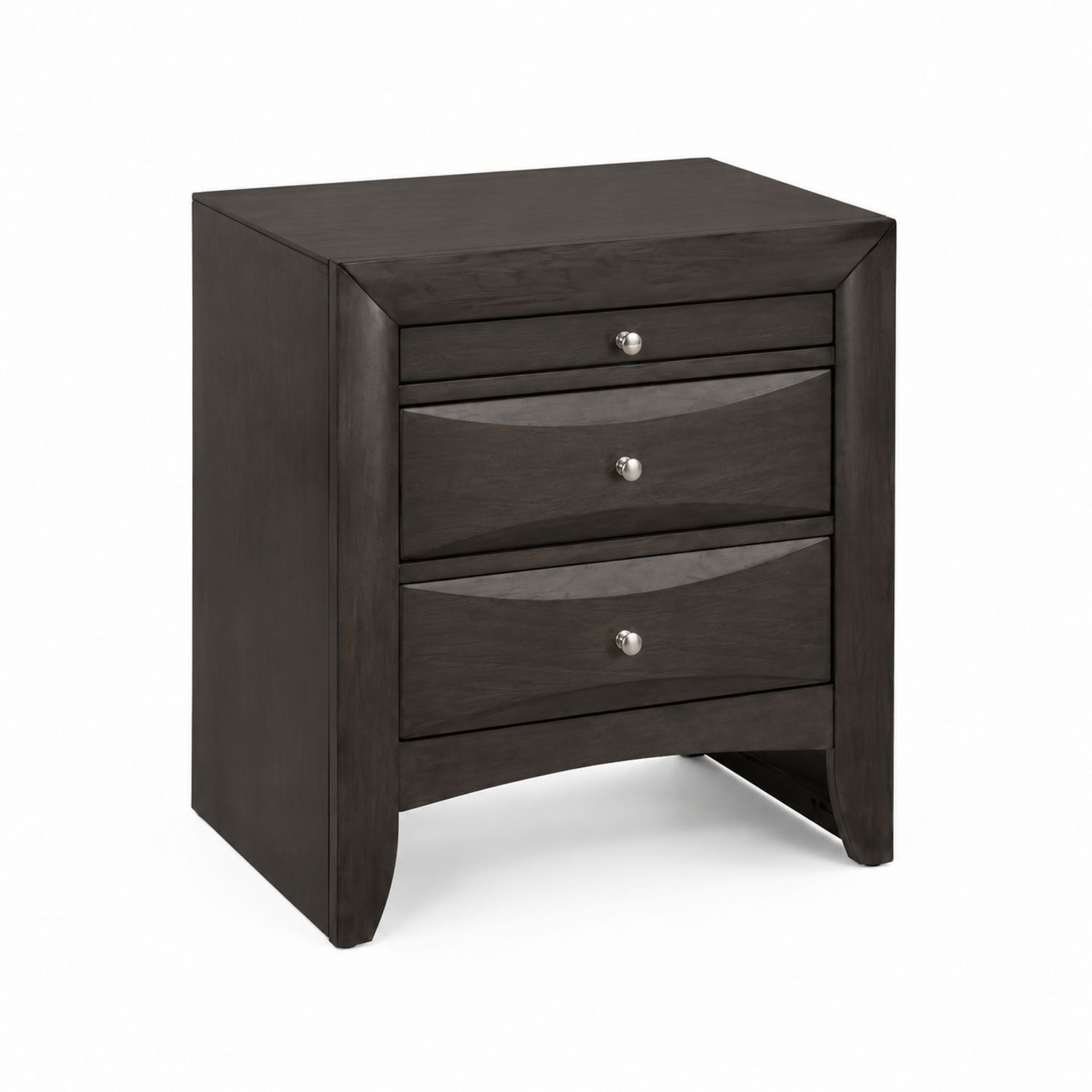 Comodino con 3 cassetti in legno nero