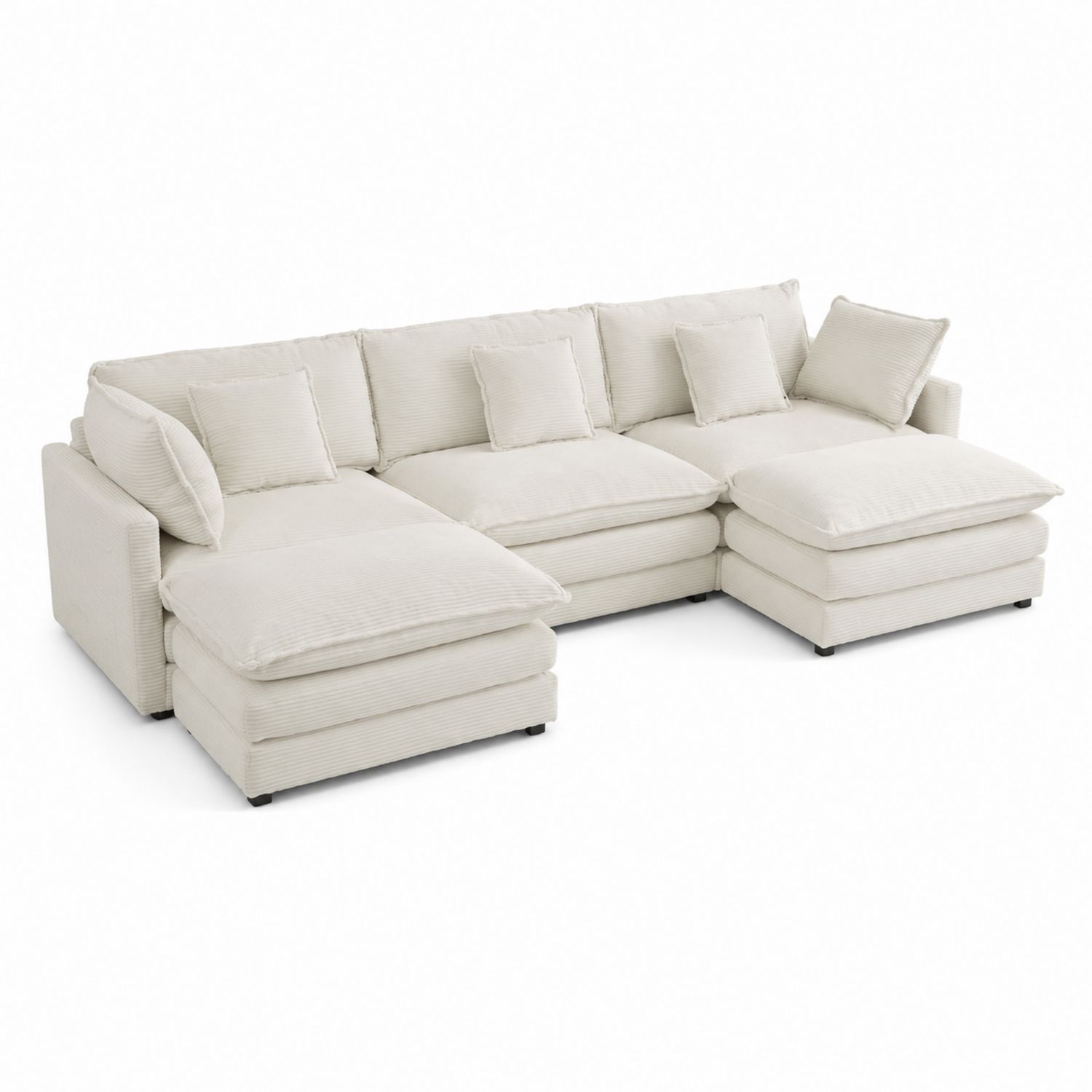 Divano angolare modulare in velluto a coste Beige