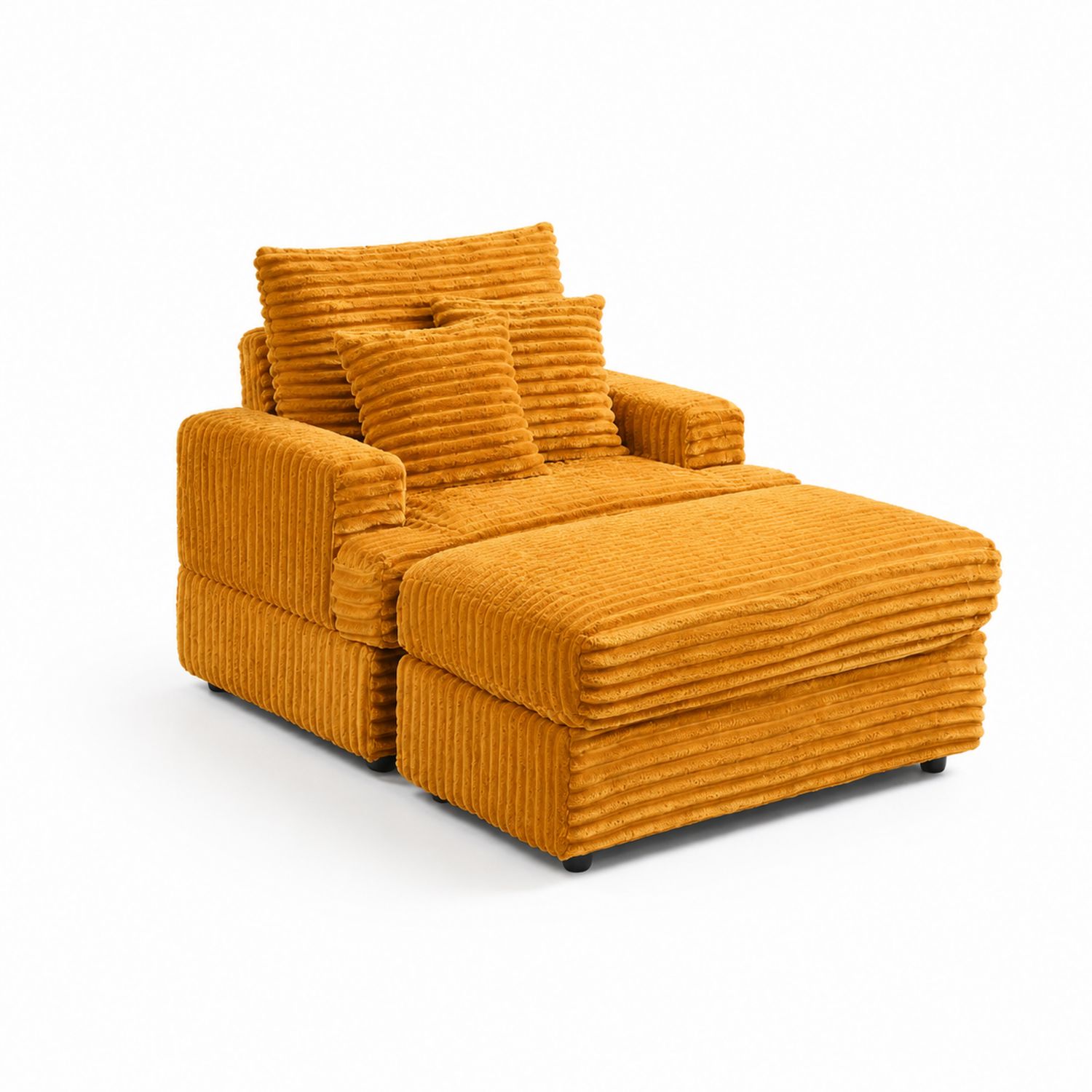 Divano con Chaise Longue in Velluto a Coste