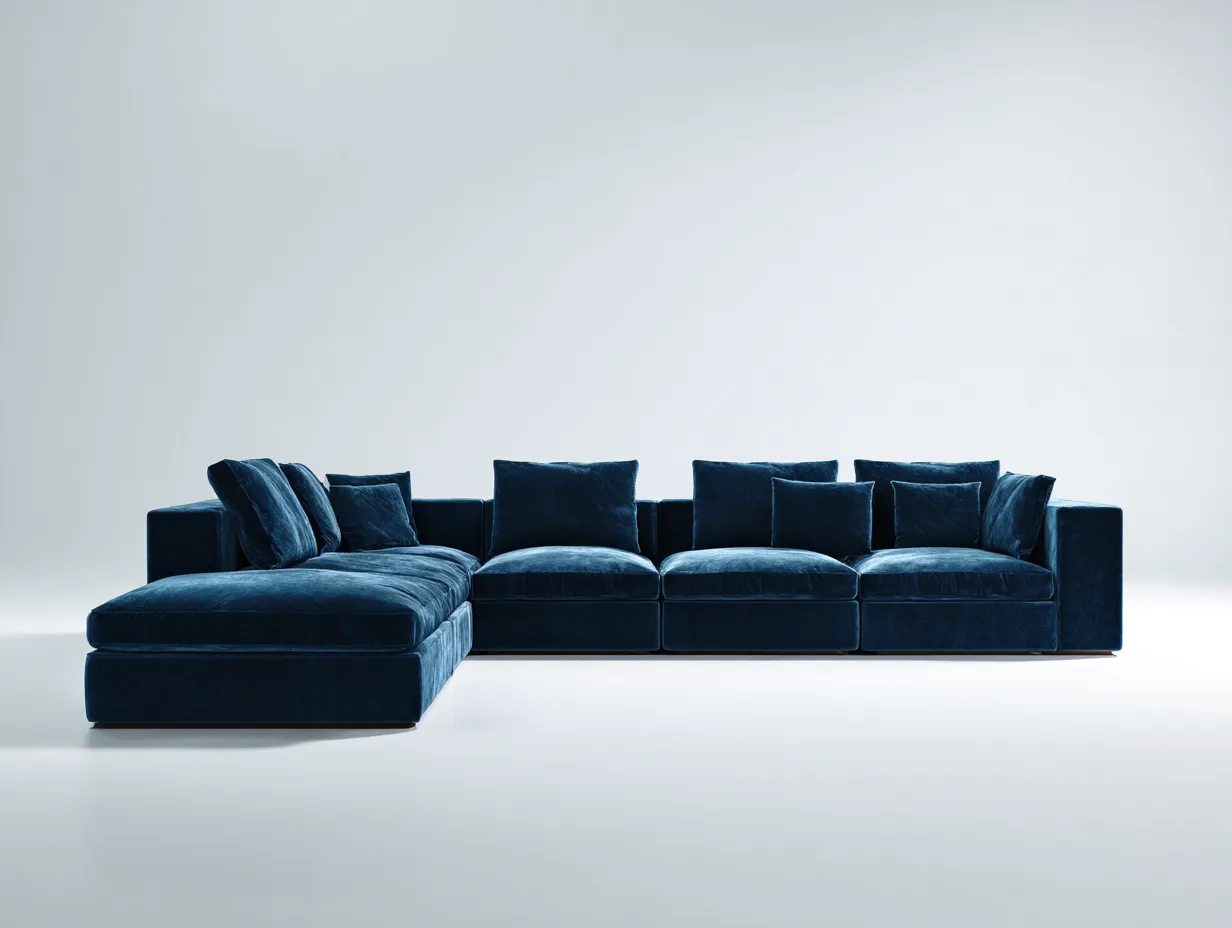 Ecksofa Samt 360x220x78 cm - dunkelblau - großzügige Lounge für Wohnzimmer
