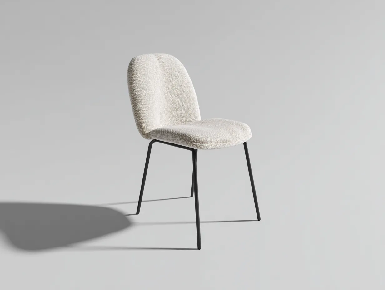 Stuhl Stoff Metall 50x54x83 cm - beige und schwarz - runde Lehne für Esszimmer