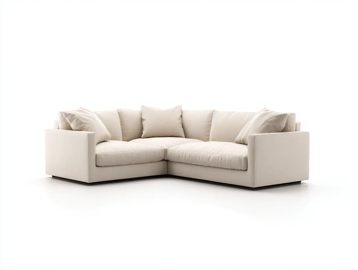 Ecksofa Strukturstoff 260x210x76 cm - elfenbein - kompakte Loungeform für Wohnzimmer