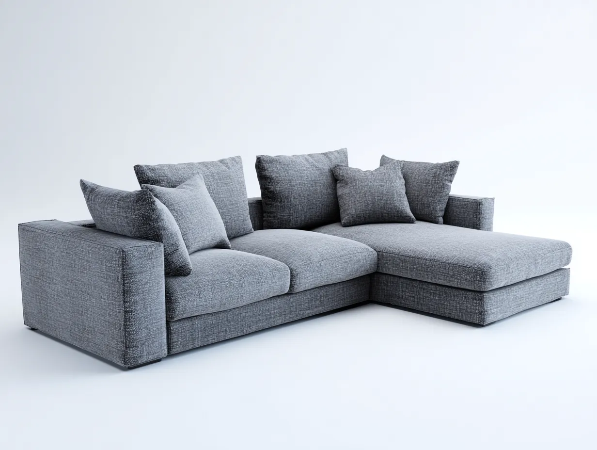 Ecksofa Strukturstoff 280x170x75 cm - schiefergrau - mit breiter Ottomane für Wohnzimmer