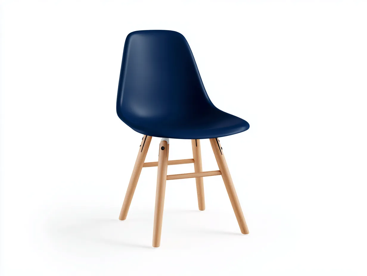 Stuhl Kunststoff Holz 48x54x82 cm - dunkelblau und naturholz - Schalenform für Esszimmer