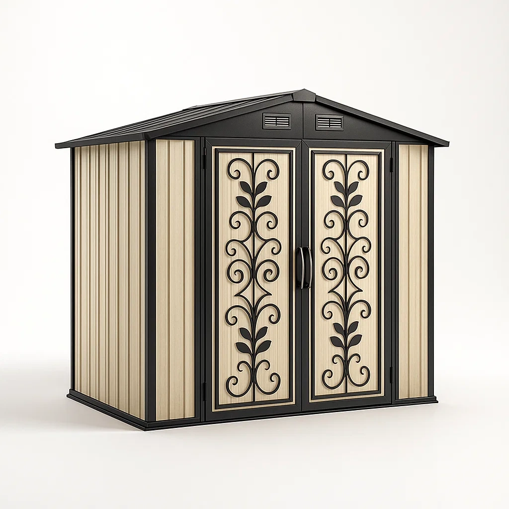 Gartenhaus Metall Schwarz/Beige-Nestalorae