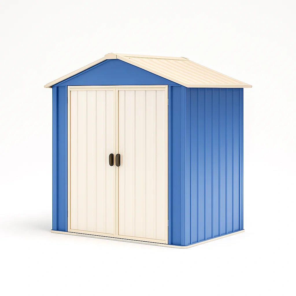 Metall Gartenhaus Blau/Beige, 210 cm x 180 cm x 190 cm-Nestalorae