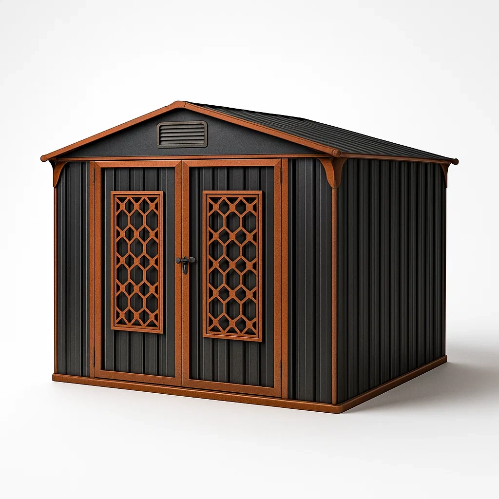 Metall Gartenhaus mit Doppeltür 300x200x230 cm Schwarz/Braun-Nestalorae