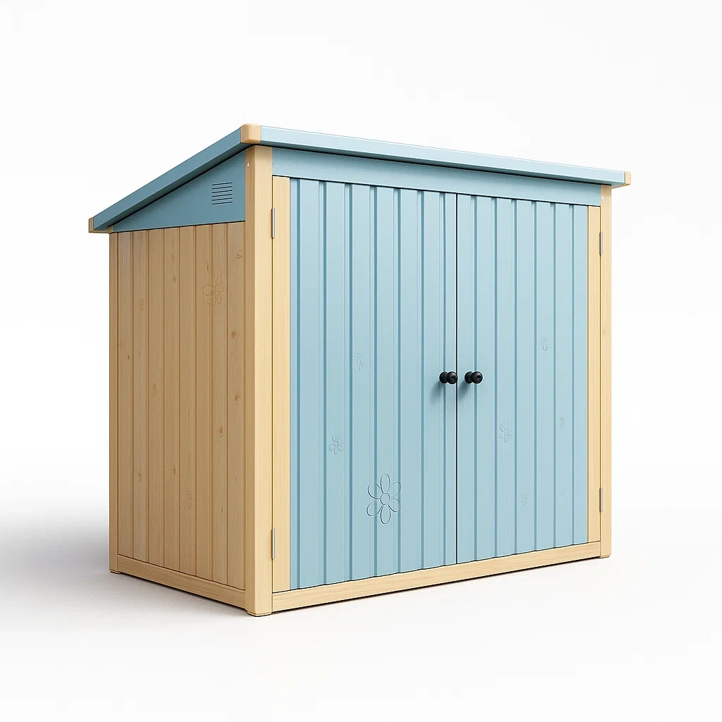 Gartenhaus Holz und PVC 190x130x200cm Blau/Natur-Nestalorae