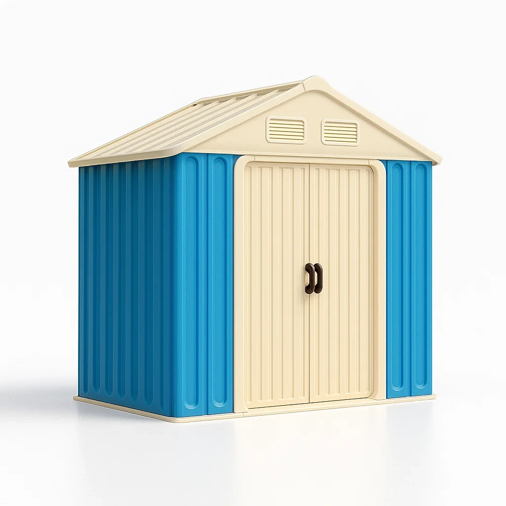 Gartenhaus aus Kunststoff Blau/Beige 213x130x185 cm-Nestalorae