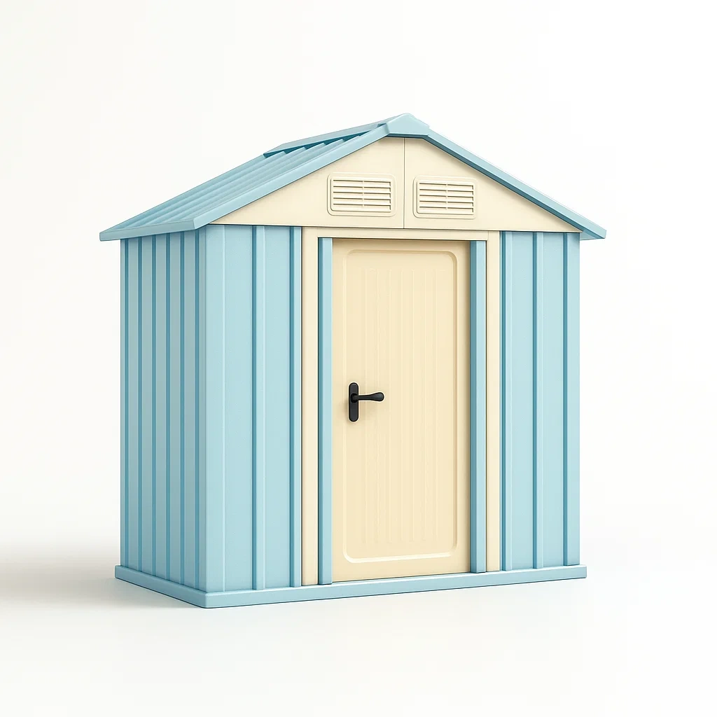 Gartenschuppen aus Polyethylen mit Satteldach Blau/Beige-Nestalorae