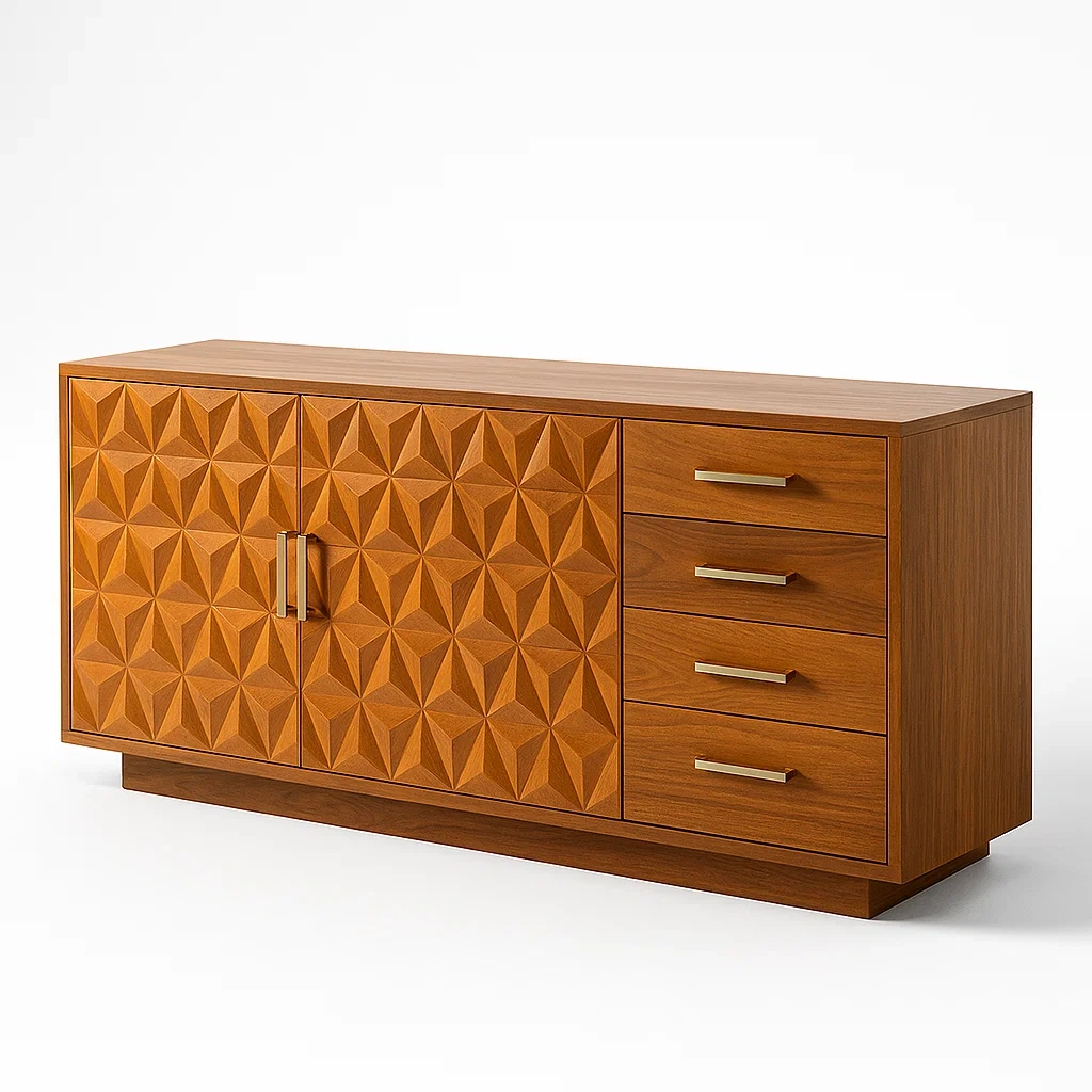 Sideboard Holz mit geometrischer Front 150x45x75 cm Braun-Nestalorae