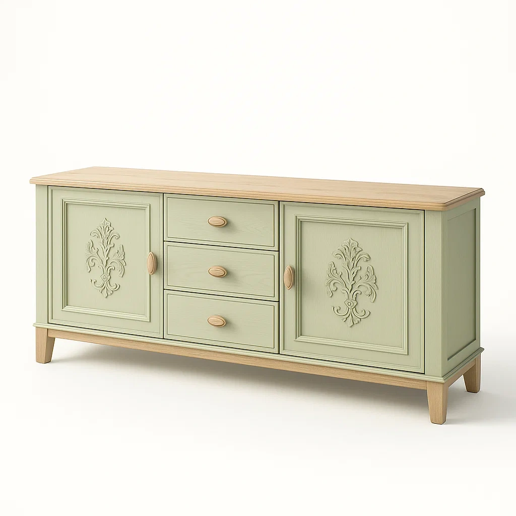 Sideboard Holz 2 Türen 3 Schubladen Grün-Nestalorae