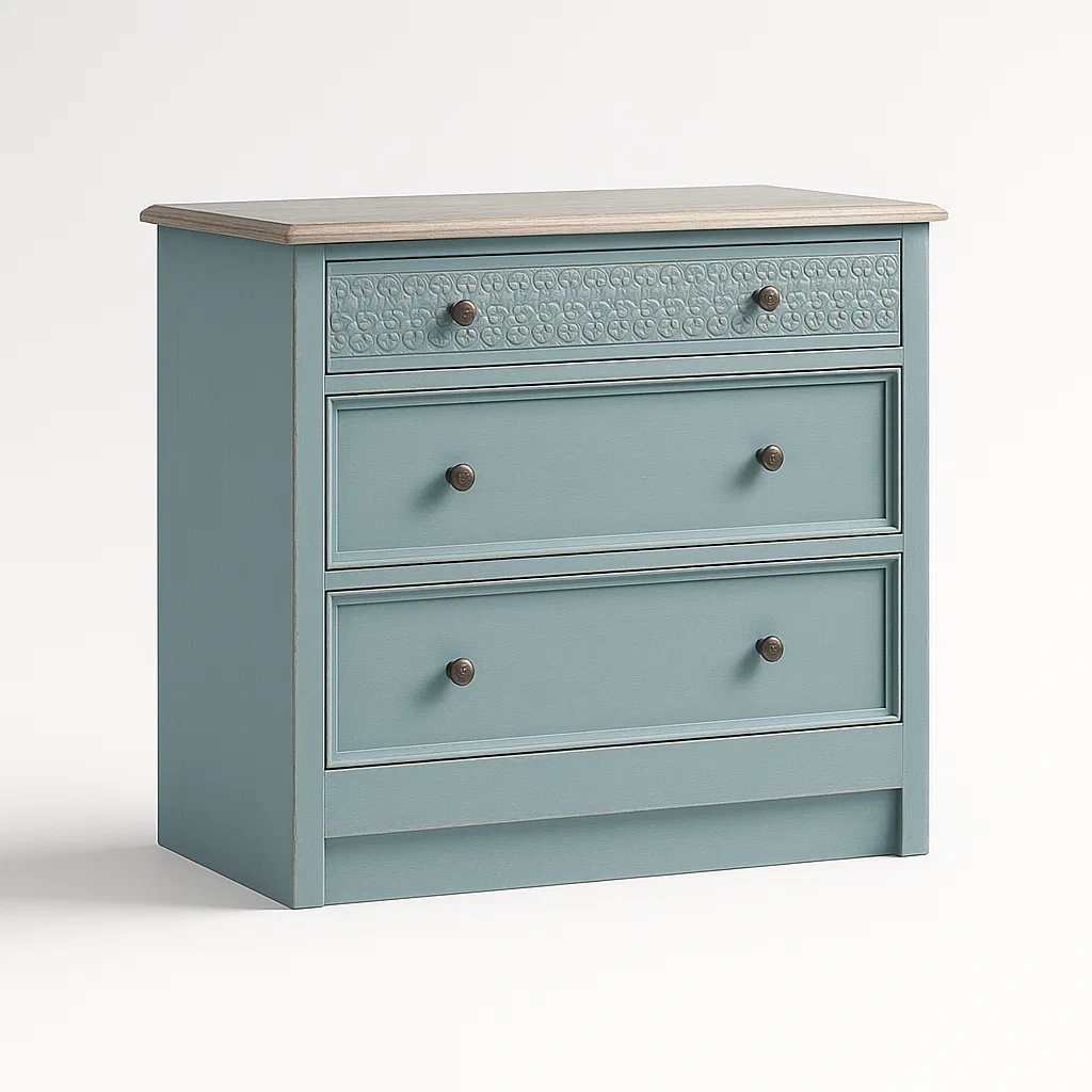 Holzkommode mit 3 Schubladen Blau-Nestalorae